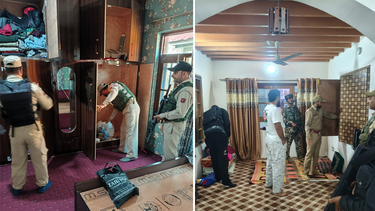 srinagar police crackdown raids on terrorist associates residences