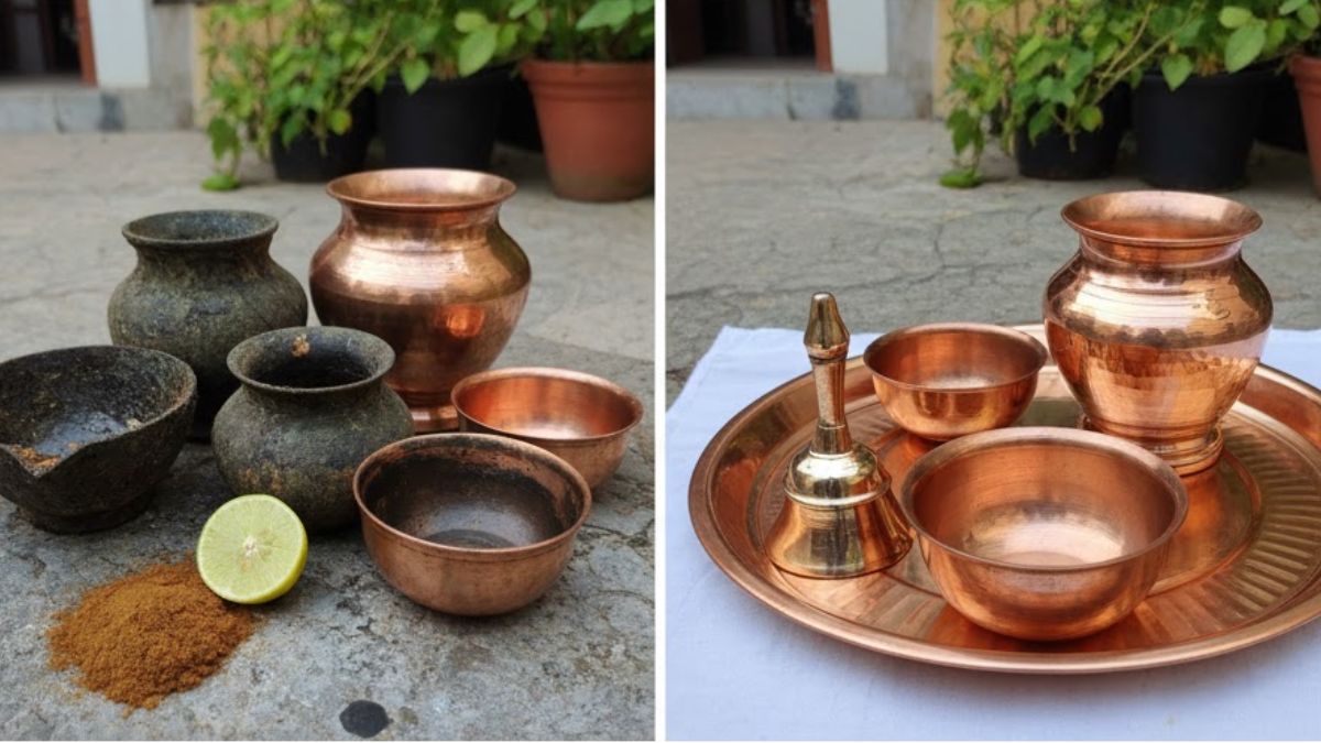 how to clean copper utensils at home before diwali puja 2025