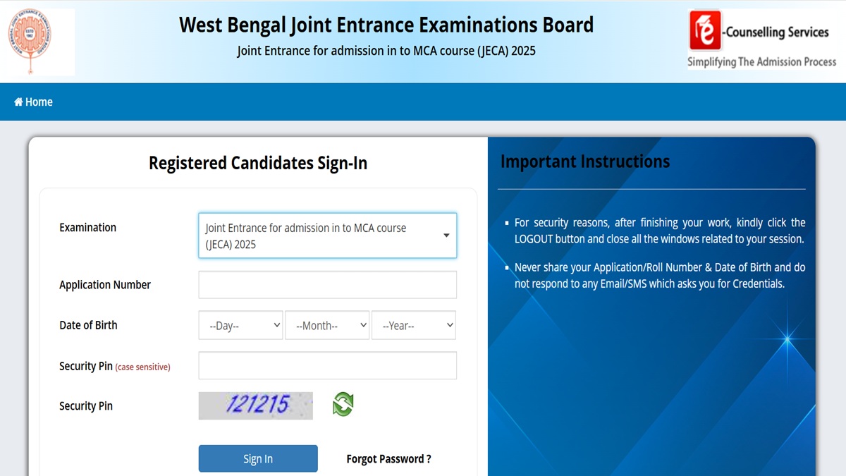 wbjee jeca admit card 2025 released exam will be held on 19 october