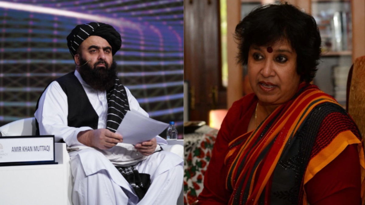 taliban women human controversy muttaqi press conference taslima nasreen female journalists