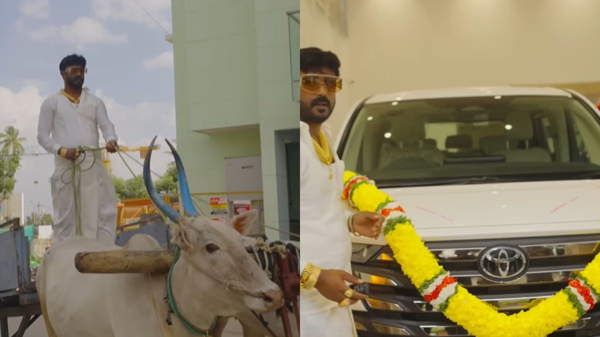 bengaluru farmer arrives on bullock cart to take delivery of toyota vellfire see viral video