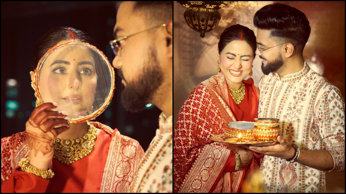 karva chauth 2025 hina khan husband rocky jaiswal touch actress feet