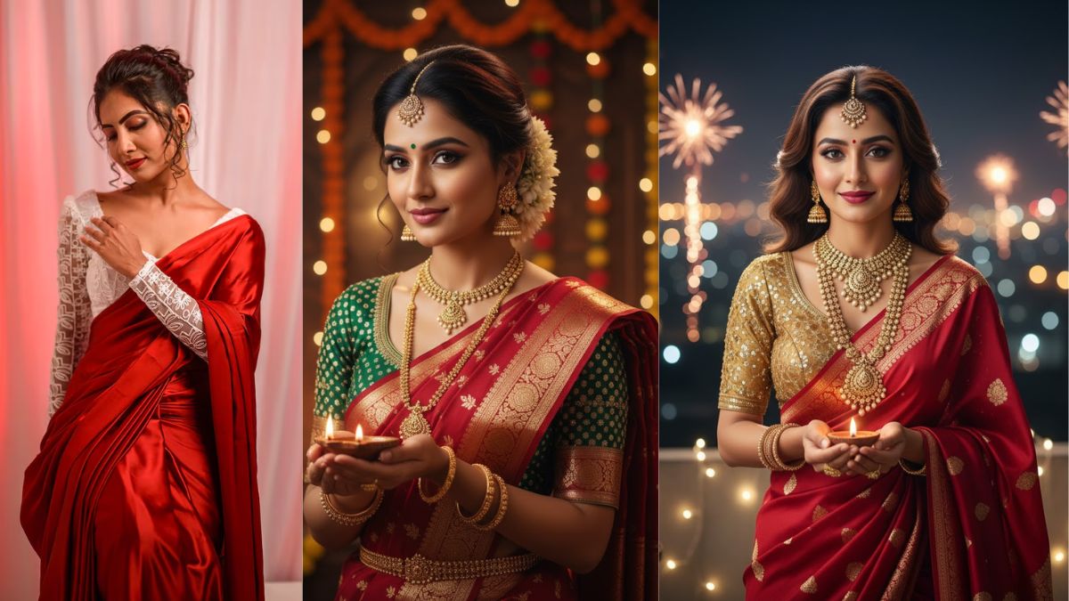red saree blouses which colour goes with red saree