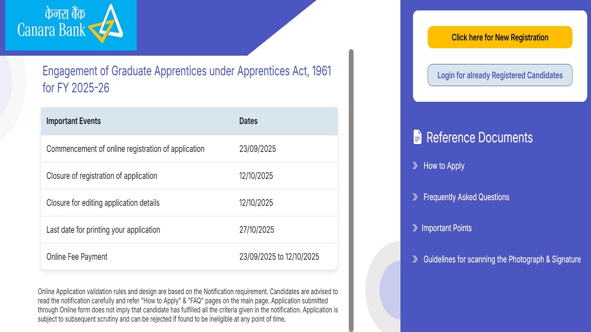 canara bank recruitment 2025 today is the last date to apply for canara bank apprenticeship recruitment graduate candidates should apply immediately