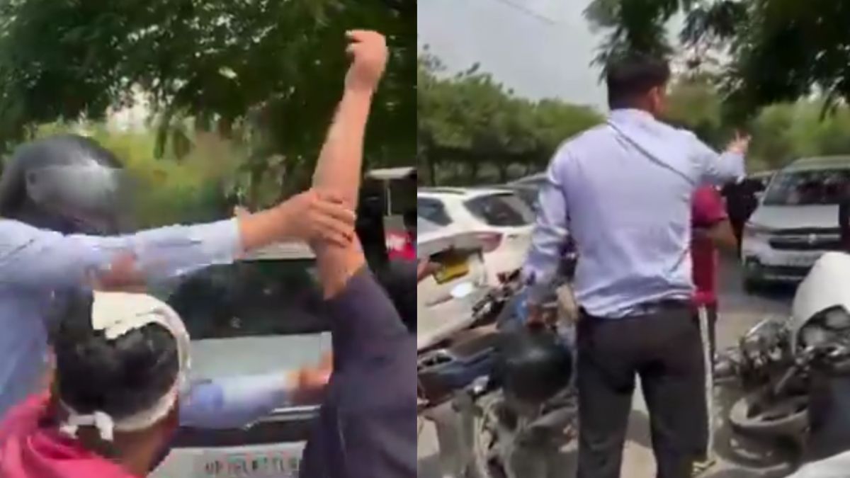 noida bike collision two groups clash helmets used in fight