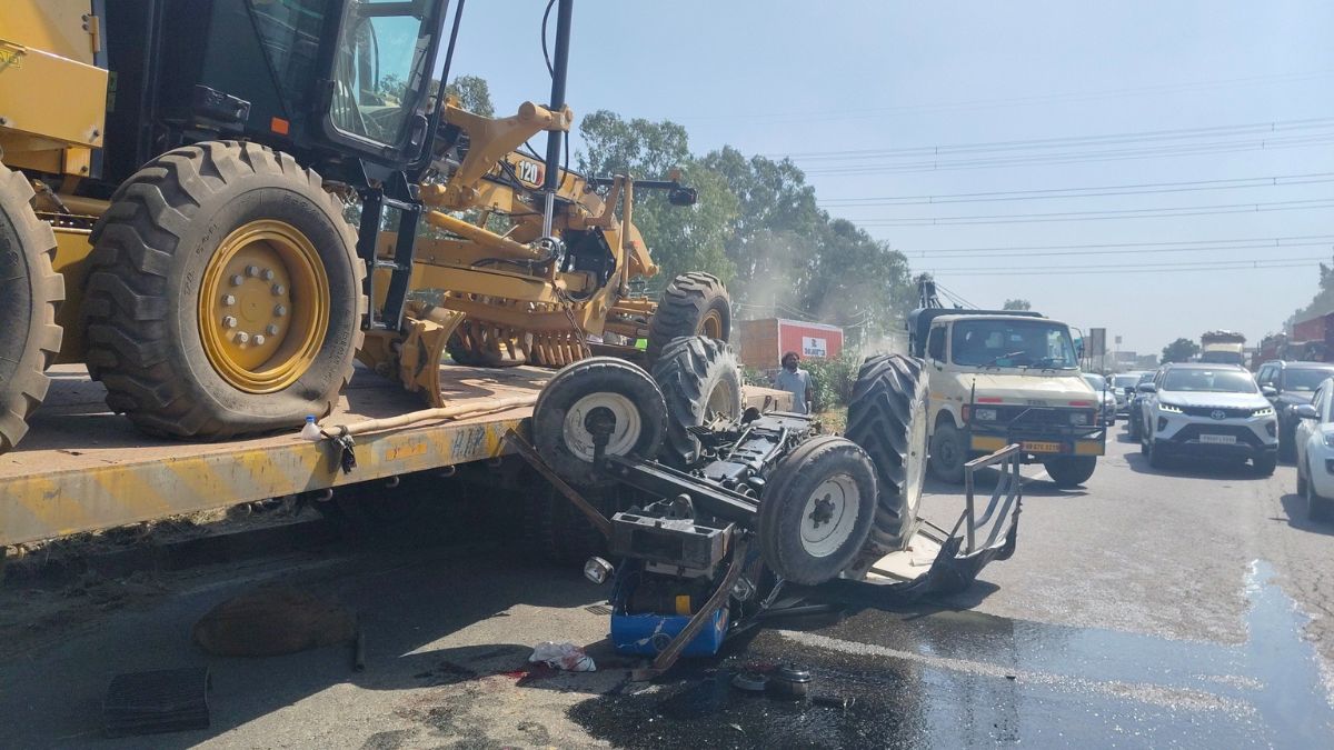 karnal road accident truck tractor and car collision kills two