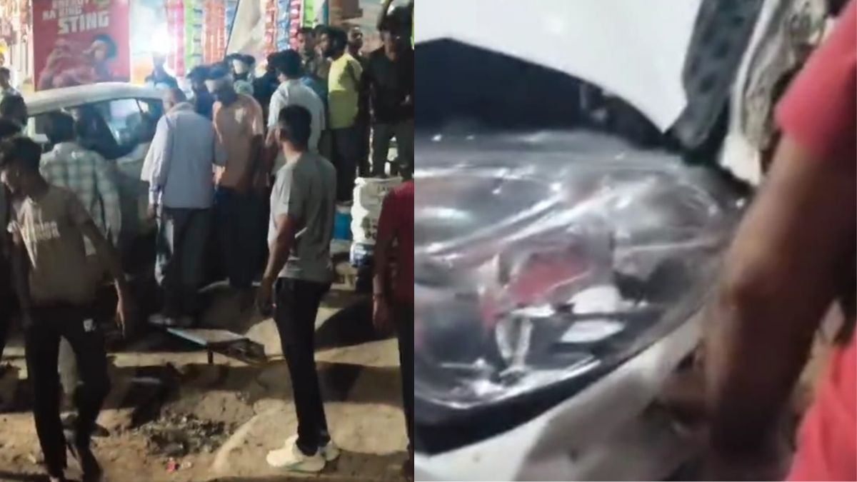narnaul accident car crashes into shops driver arrested