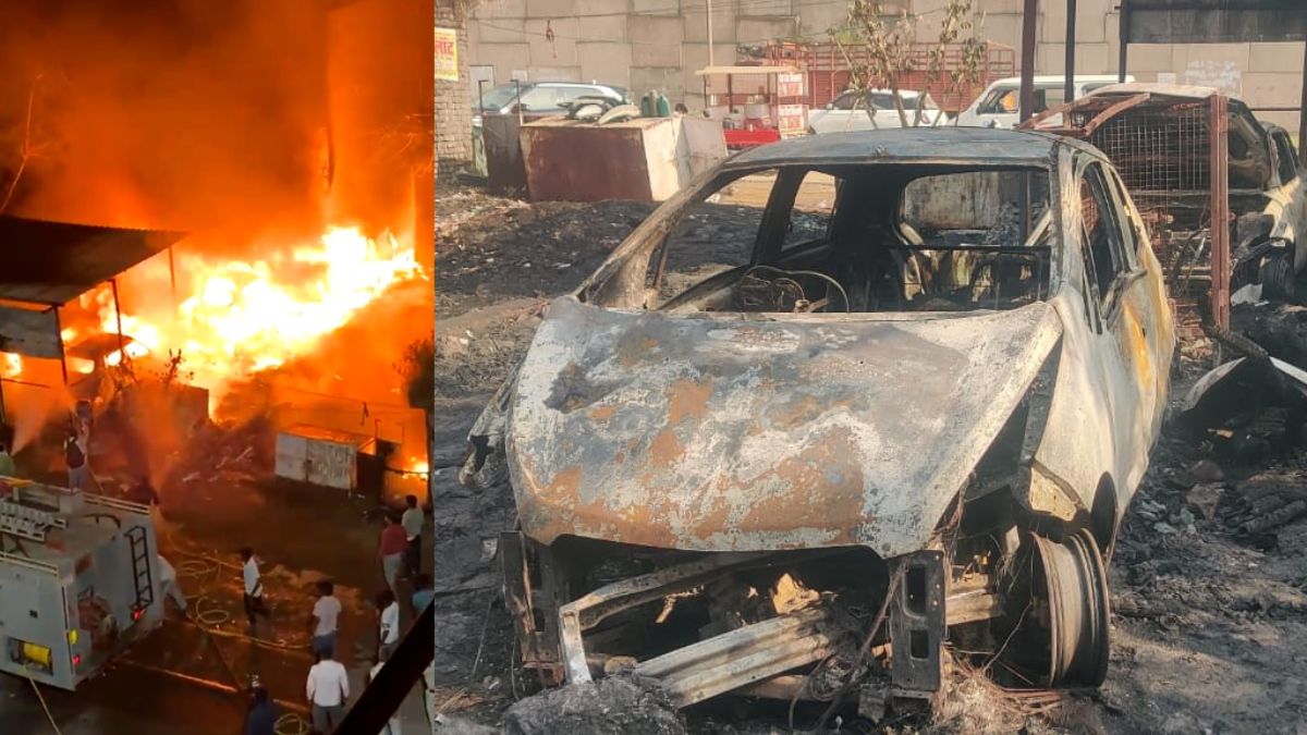 palwal car repair shop fire three cars destroyed massive loss
