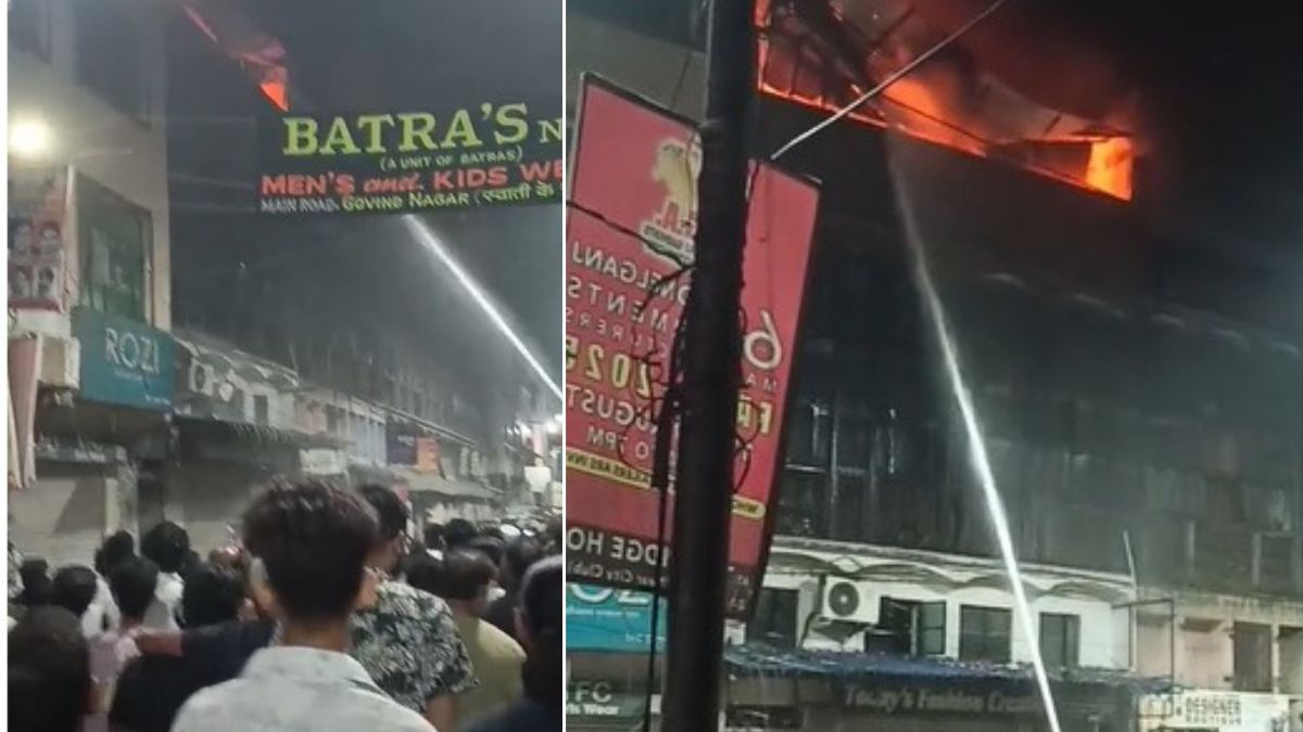 fire in prayagraj short circuit sparks blaze in threestory building