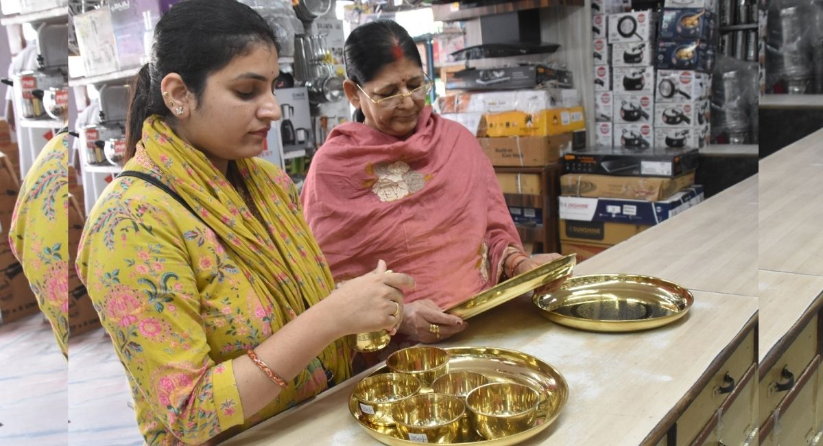 gorakhpur utensil market gears up for dhanteras tri ply and brass designs in demand