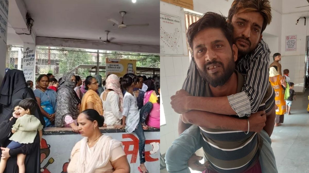 friend carries injured friend on back in ghaziabad hospital