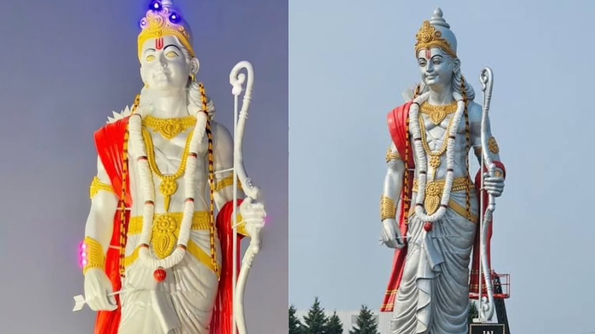 51 foot tall statue of shri ram installed at hindu heritage centre in canada