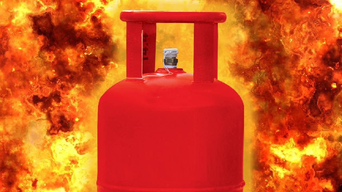 gas cylinder caught fire burning woman standing kitchen her husband was also affected