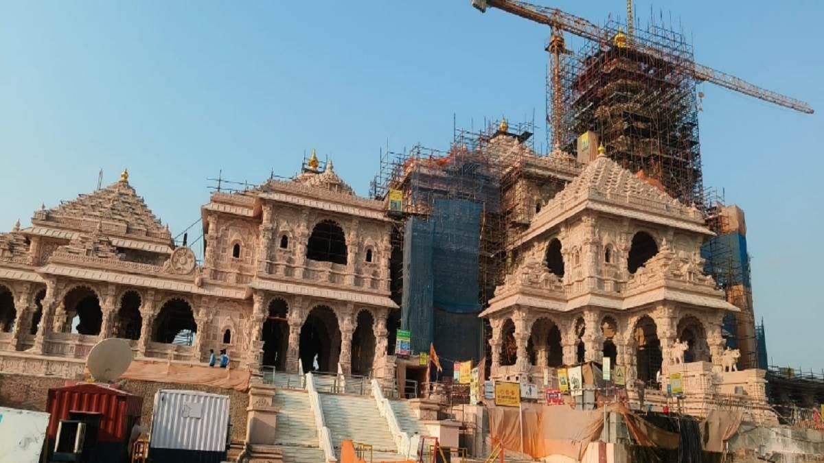 ram janmabhoomi iron gate installation at ayodhya temple entrance