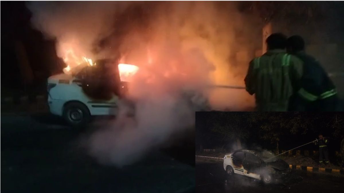 car fire in noida driver escapes burning vehicle