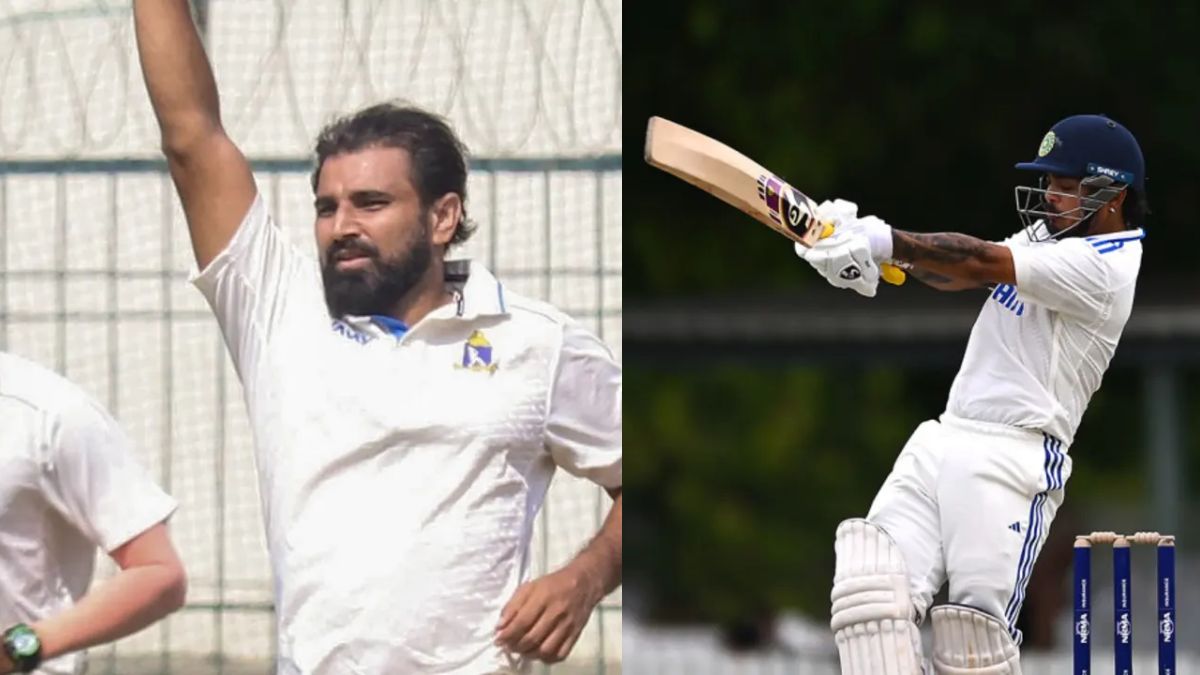 ranji trophy 2025 26 round one day 1 ishan kishan ks bharat hit century shami