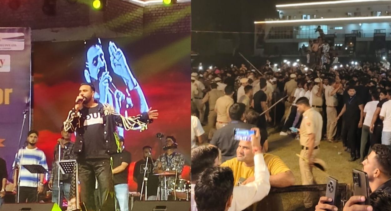 crowd goes out of control at singer babbu maan concert at niilm university kaithal police resort to lathicharge