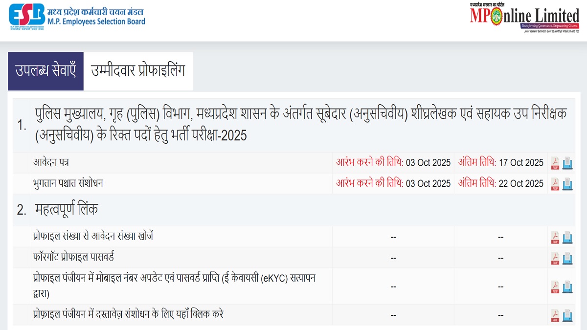 mp police asi vacancy 2025 tomorrow is the last date to apply for mp police asi subedar recruitment apply immediately