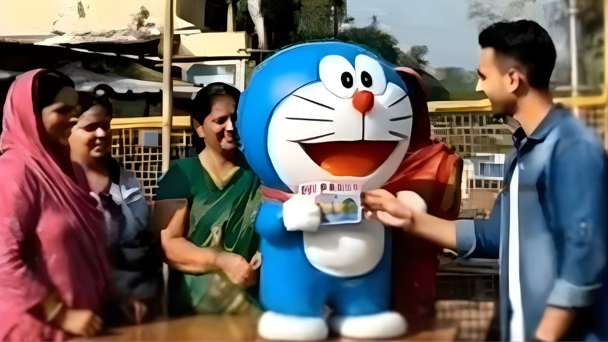 controversy over doremons ai video at mahakal temple