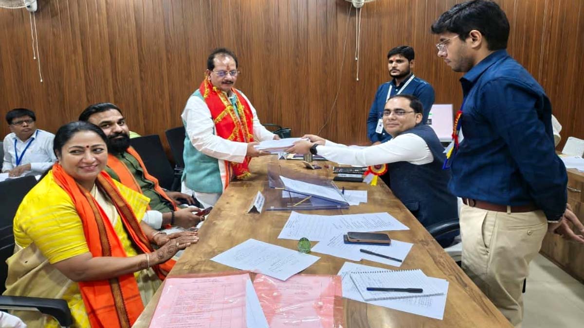 bihar chunav 2025 bihar deputy cm vijay sinha files nomination from lakhisarai for bihar election 2025