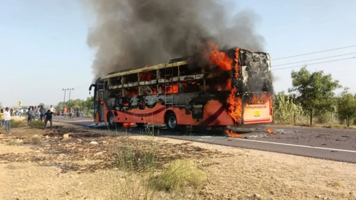 transport officer and assistant suspended in jaisalmer bus fire incident