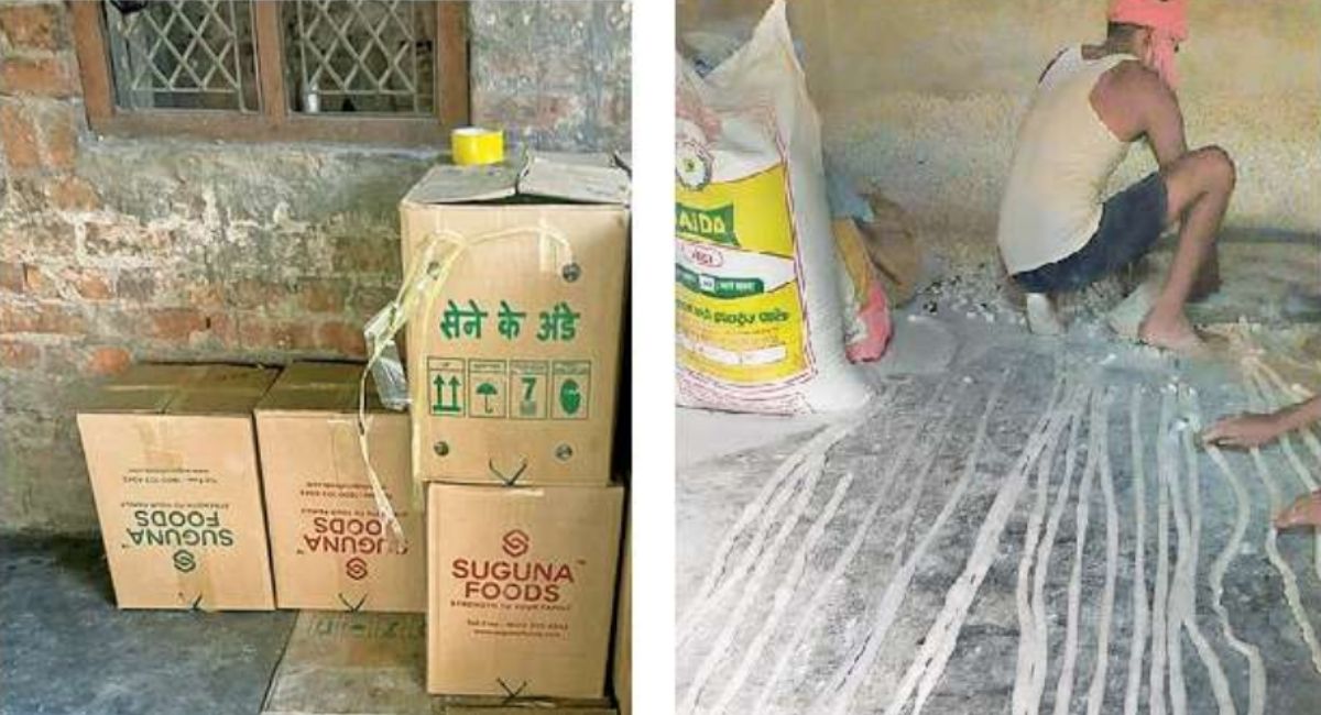 adulterated prasad exposed elaichi dana sold in egg cartons in gorakhpur