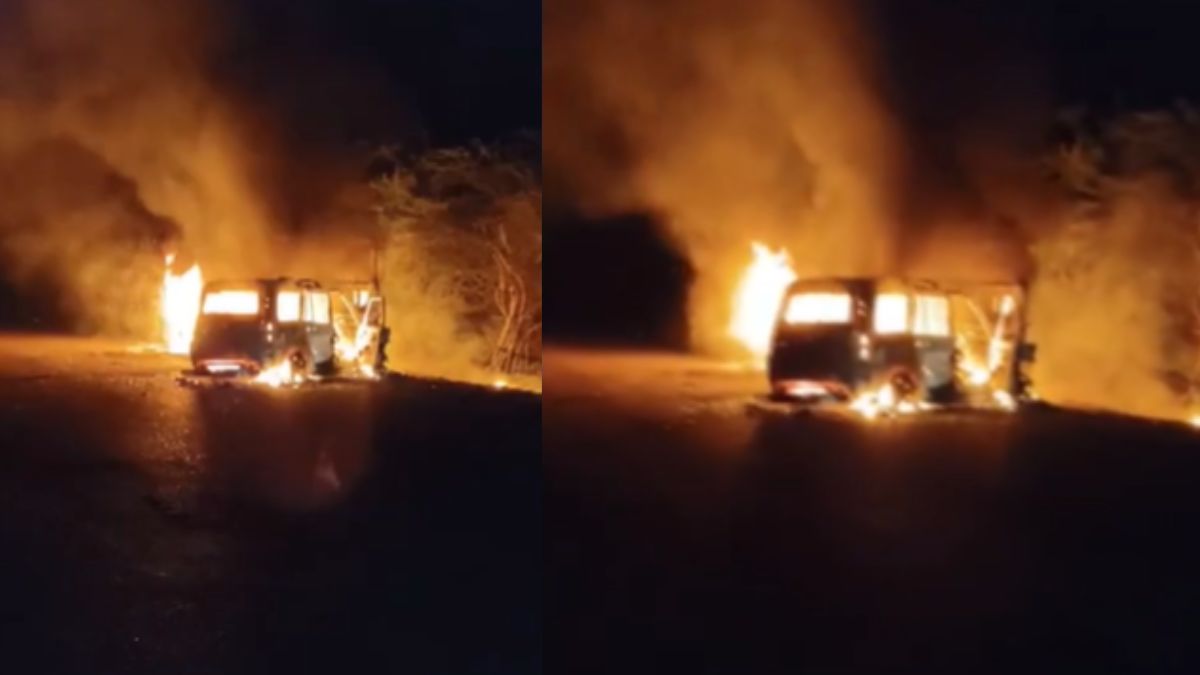 barmer road accident four burnt alive in scorpiotrailer collision