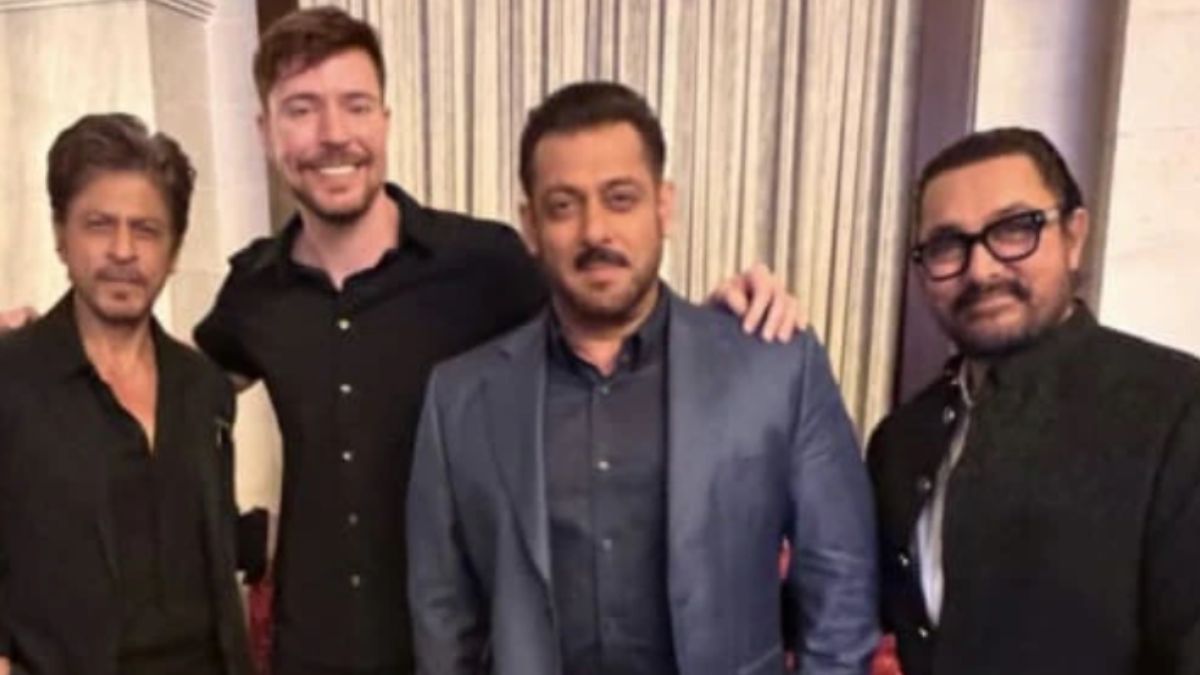 mr beast shares pic with three iconic khan salman khan shah rukh khan aamir khan fans think there is a collaboration