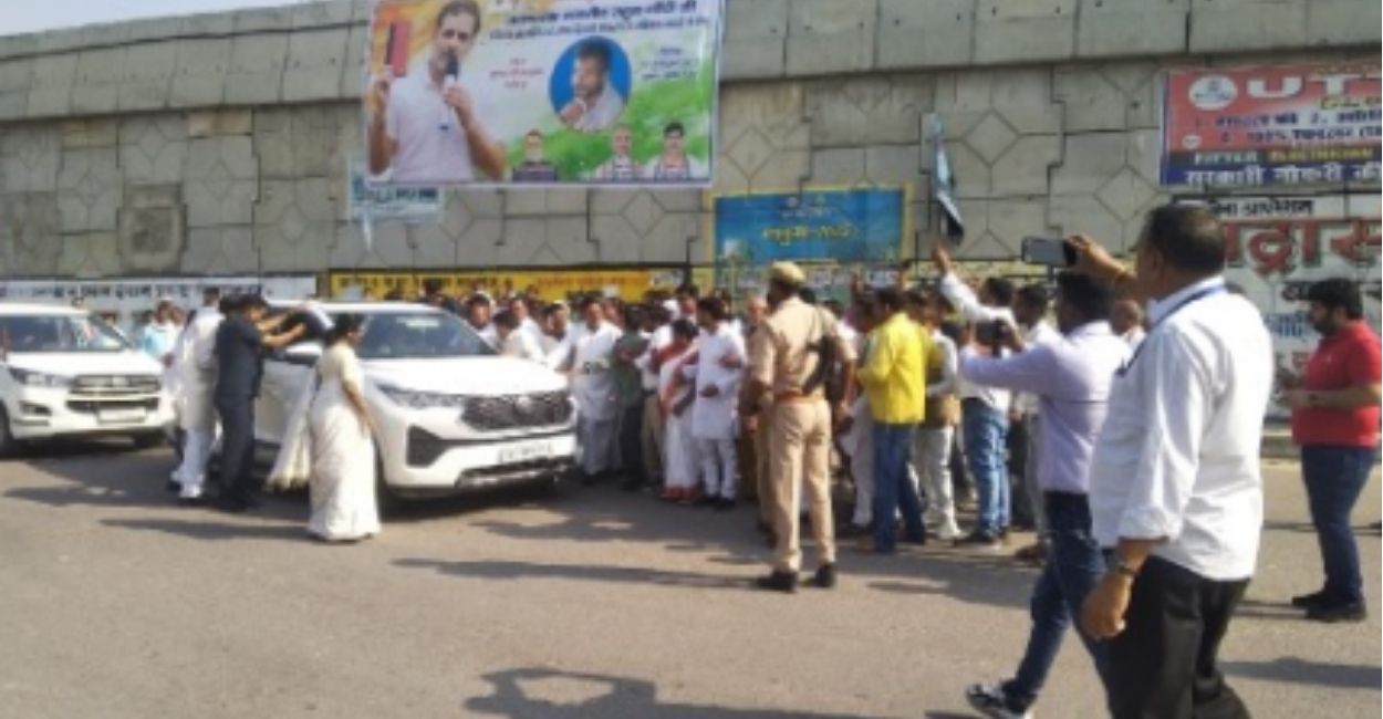rahul gandhi travels from kanpur airport to fatehpur in pintu sengar murder accused car