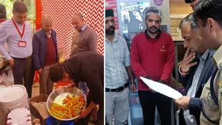 शिमला में खराब गुणवत्ता एवं मिठाई में बाल पाए जाने पर कार्रवाई करती टीम।