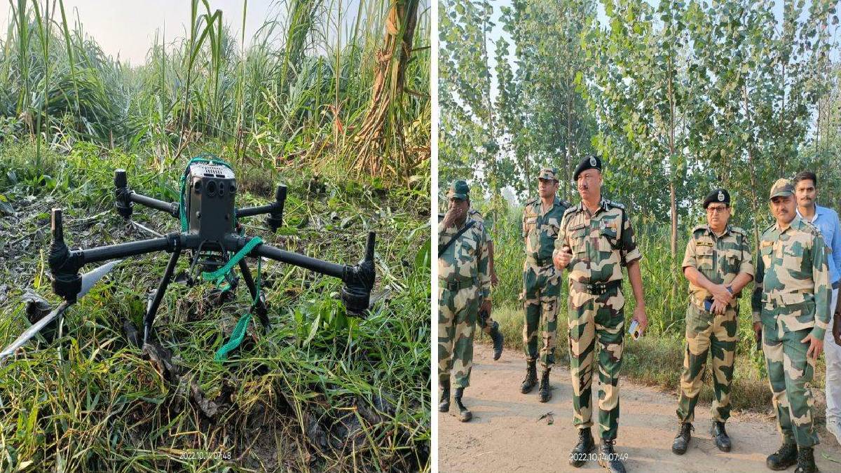 bsf conducts search operation along indo pak border in ferozepur drone recovered