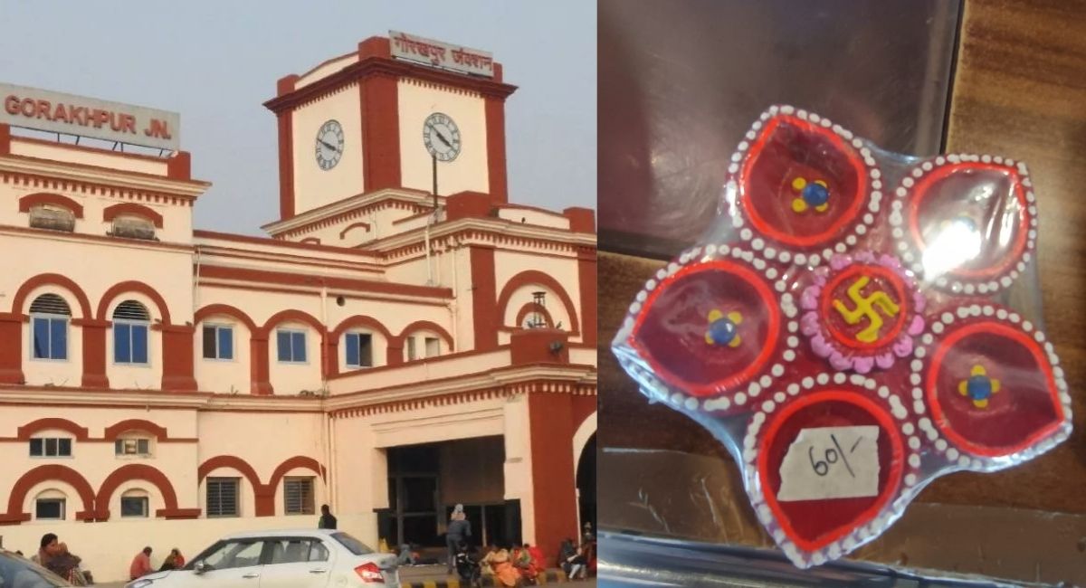 gorakhpur junction lit up with terracotta diyas for diwali