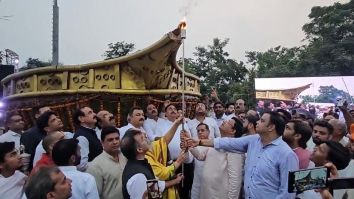 faridabad lights up 15foot asha deep for diwali unity and hope
