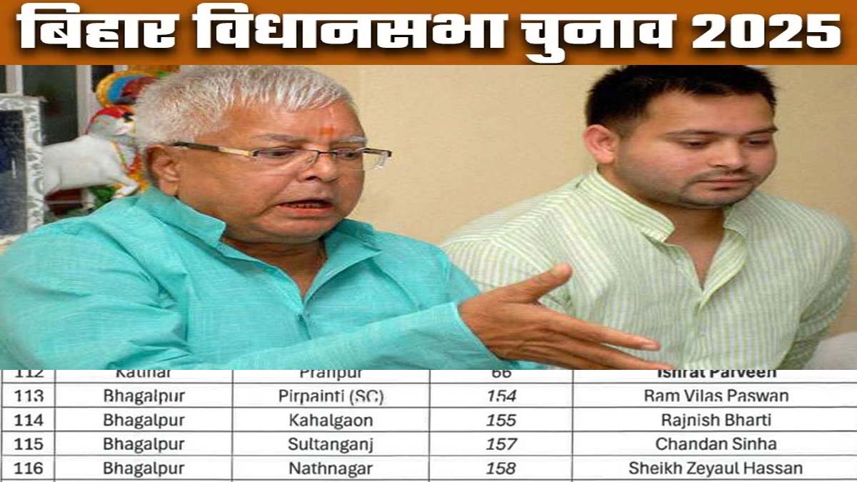 rjd candidate list lalu yadav and tejashwi yadav releases candidate list for bihar elections 4 seats in bhagalpur go to rjd