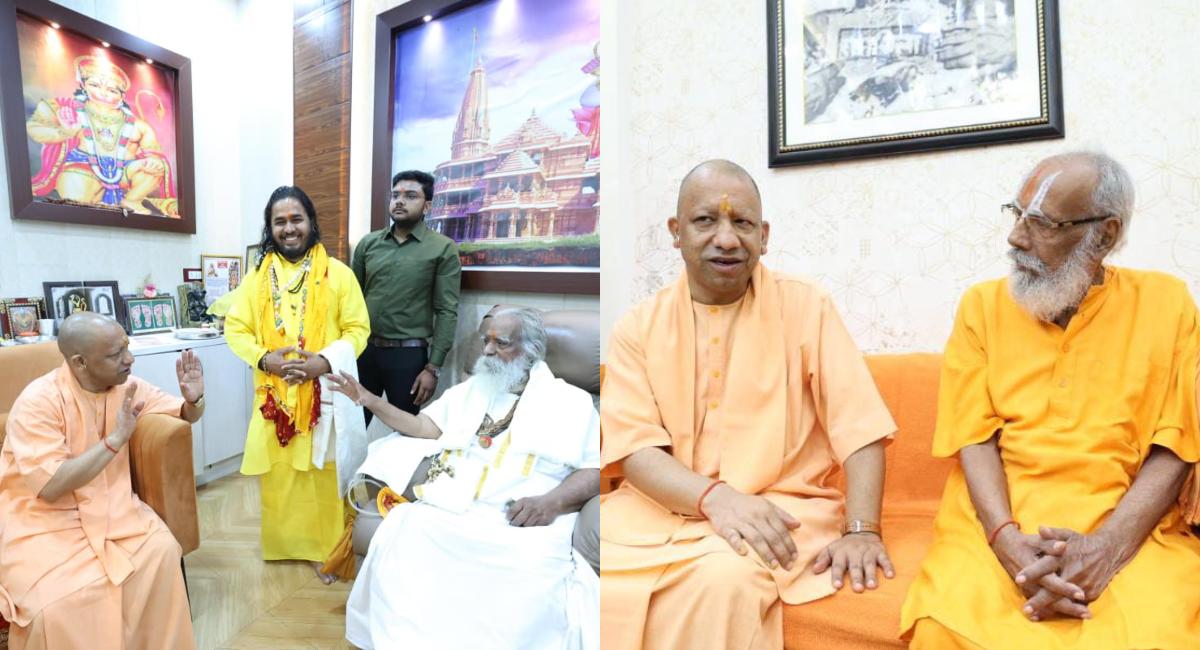 yogi adityanath meets saints on diwali offers gifts