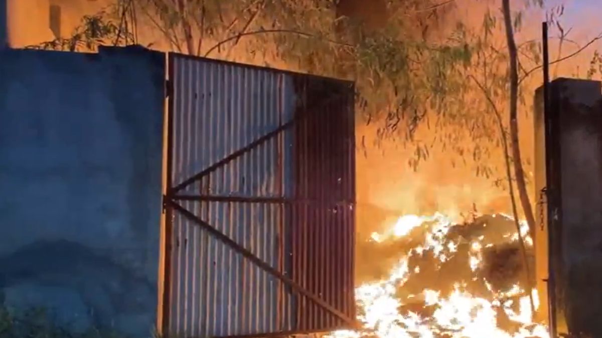 massive fire broke out at a tyre warehouse in ambala on diwali with several fire brigade vehicles present at the spot