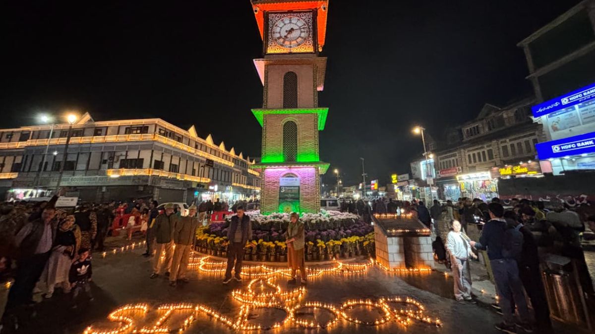 lal chowk lit up on diwali with diyas spelling out operation sindoor