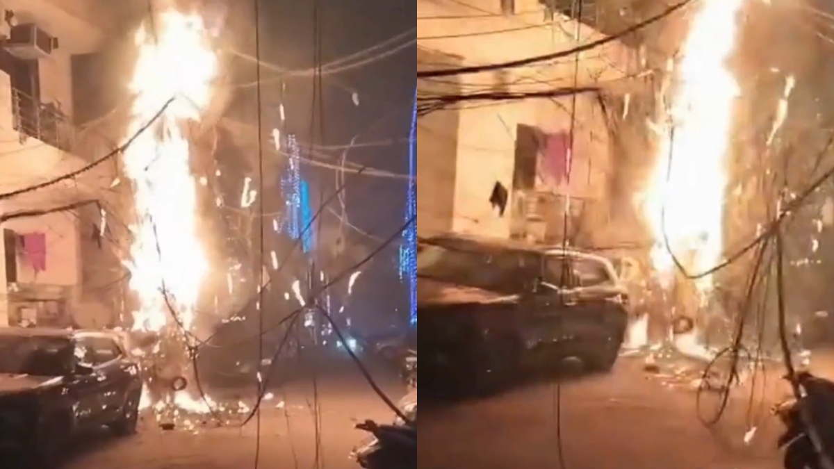 delhi fire vehicles damaged in sant nagar blaze during diwali