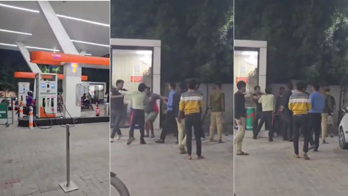 noida petrol pump brawl customer employee fight over money video viral