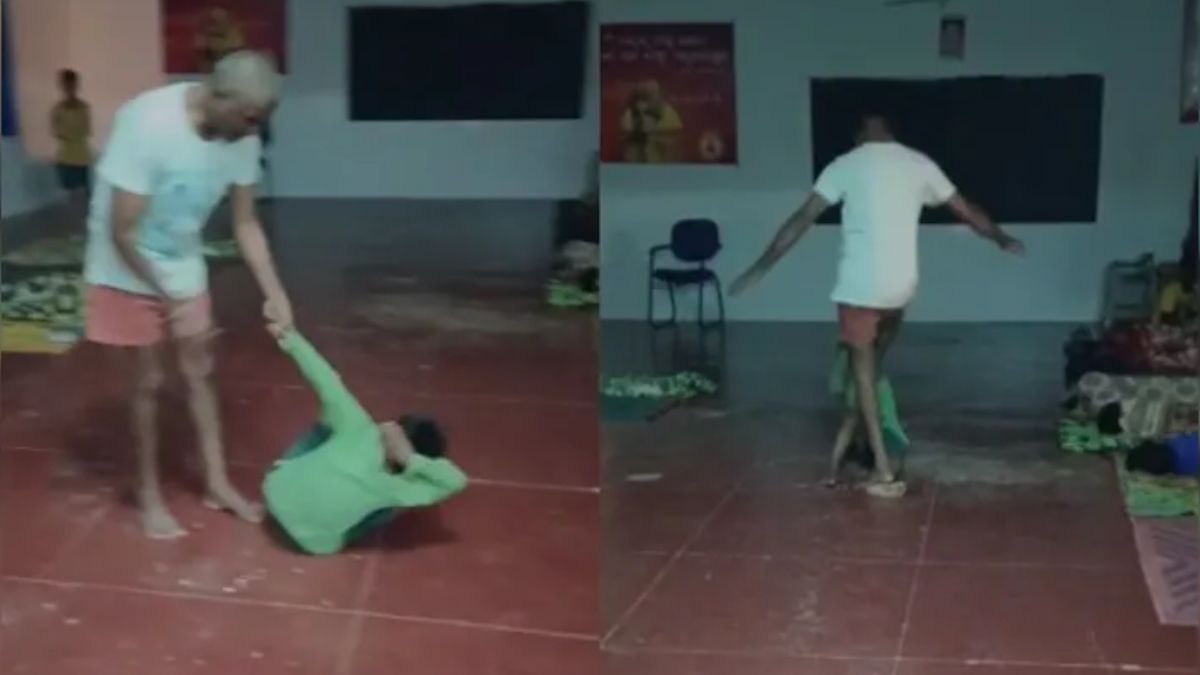 karnataka sanskrit teacher kicks thrashes student for using phone