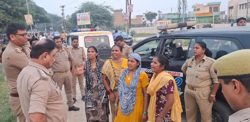 chandusi women block road demanding action after alleged assault