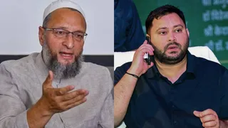 असदुद्दीन ओवैसी और तेजस्वी यादव।