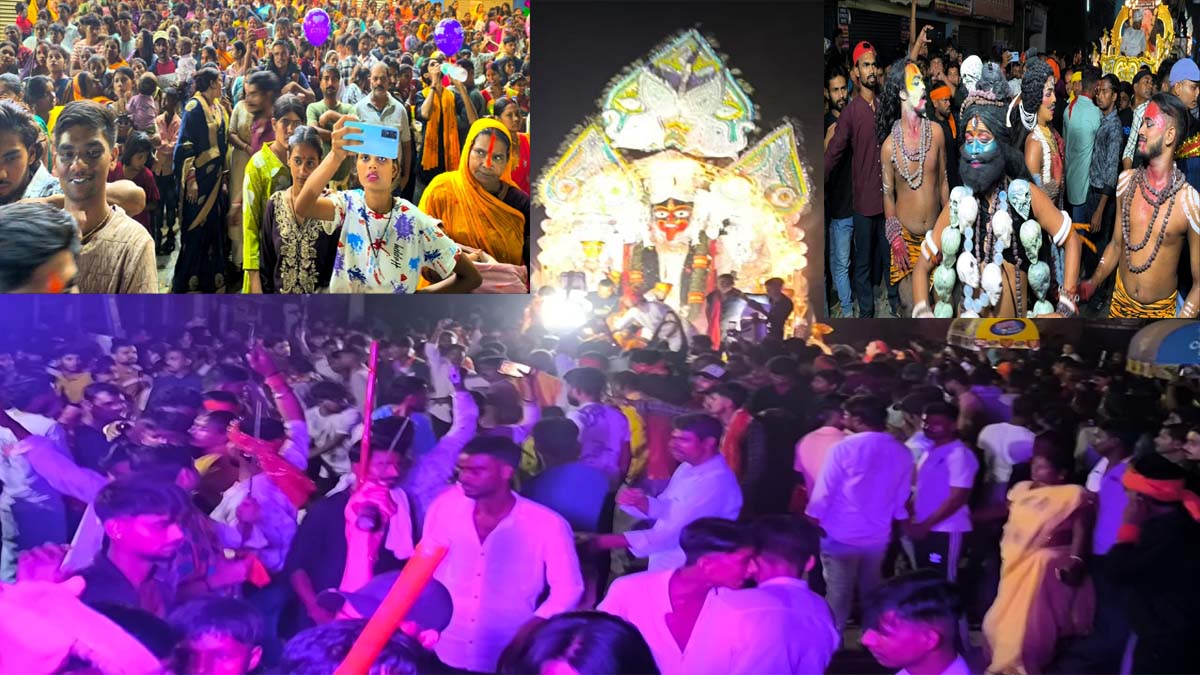 kali puja procession around 8090 idols decks up in a line starting from the station chowk to kali visarjan ghat bhagalpur