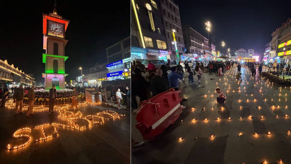 kashmir lal chowk illuminated with diwali lights honoring operation sindoor heroes