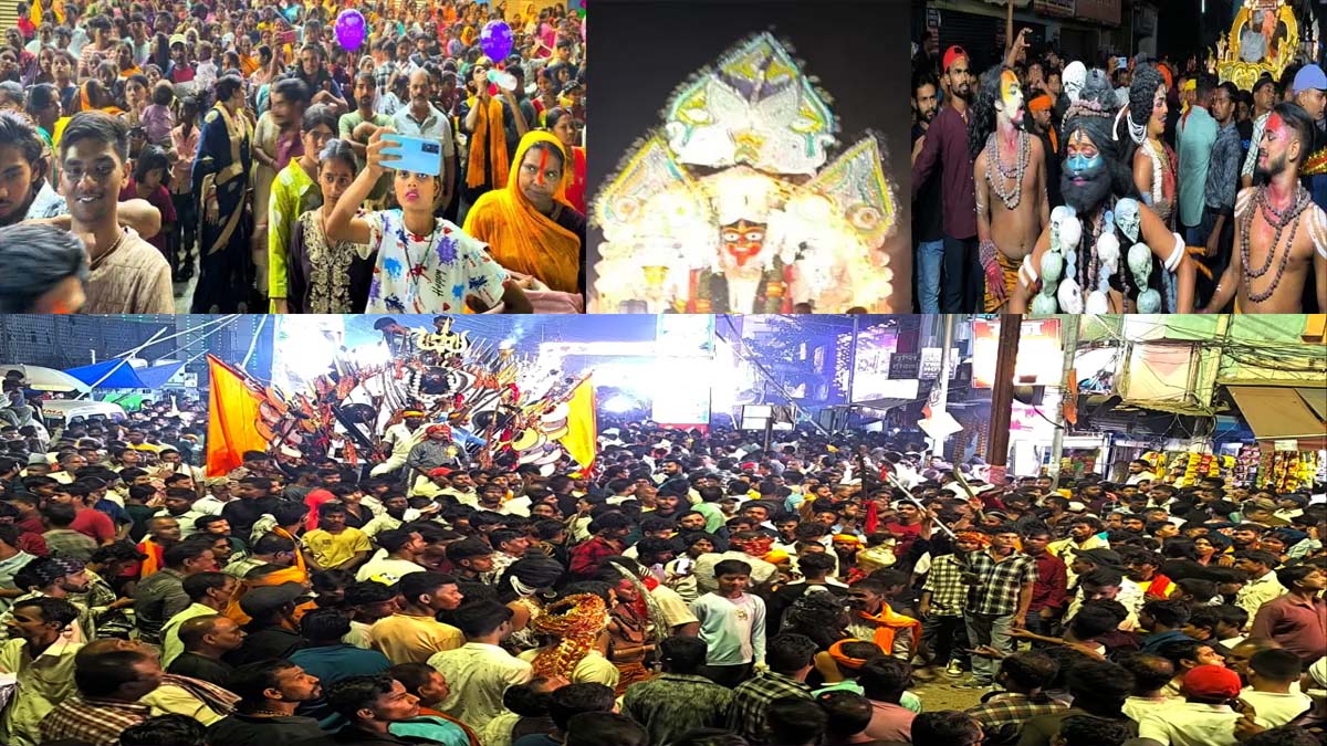 kali puja procession around 8090 idols decks up in a line starting from the station chowk to kali visarjan ghat bhagalpur