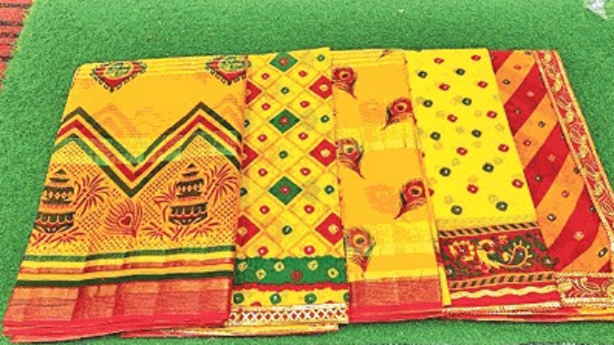 chhath puja 2025 banana and coconut print sarees in demand