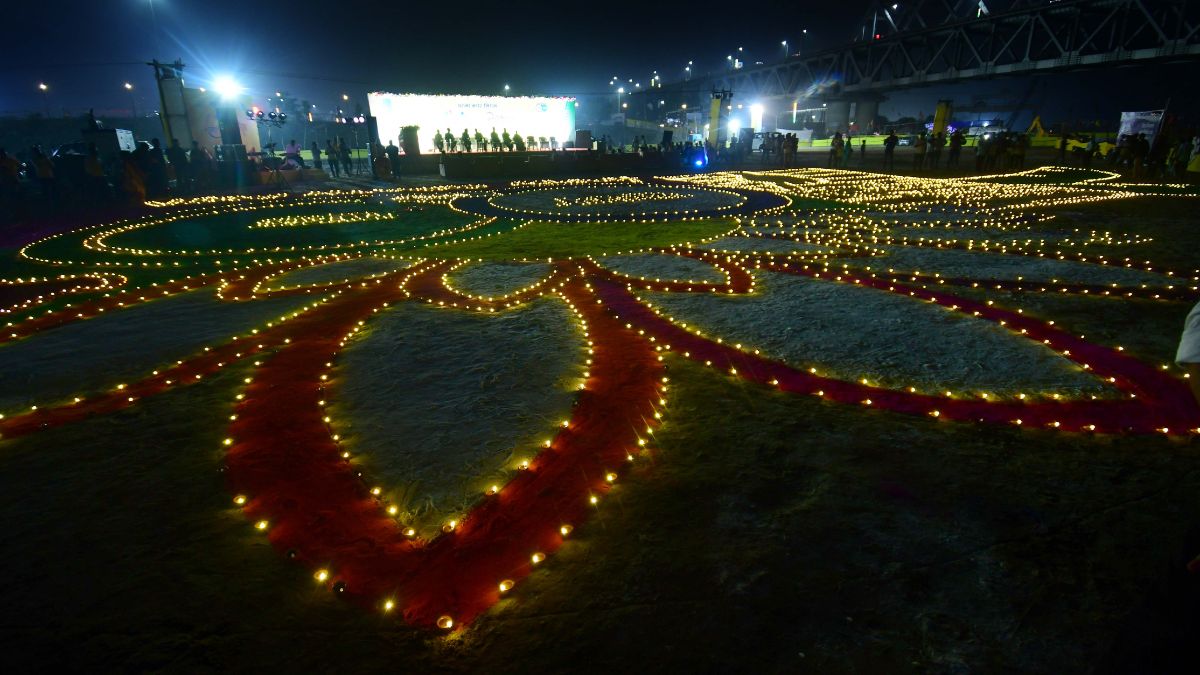 chhath puja patna ganga ghat decorated with lights voter awareness