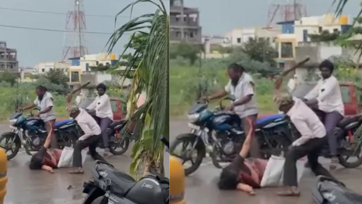 60 years old man attacks wife with machete on a busy road in karnataka