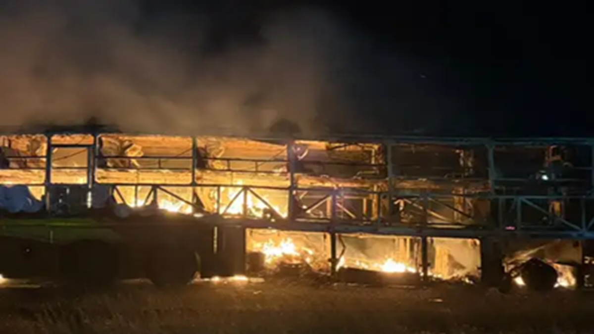 major accident on hyderabad bengaluru highway bus catches fire after colliding with bike many people killed