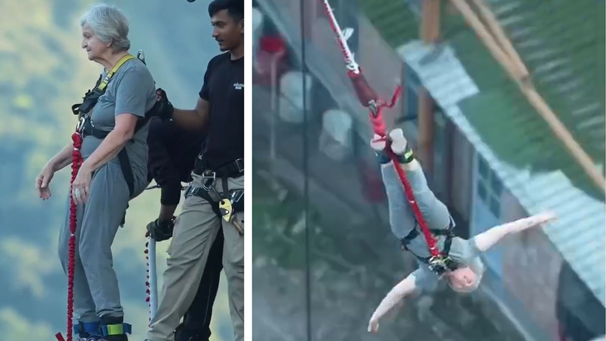 83year old british woman sets an example by bungee jumping in rishikesh